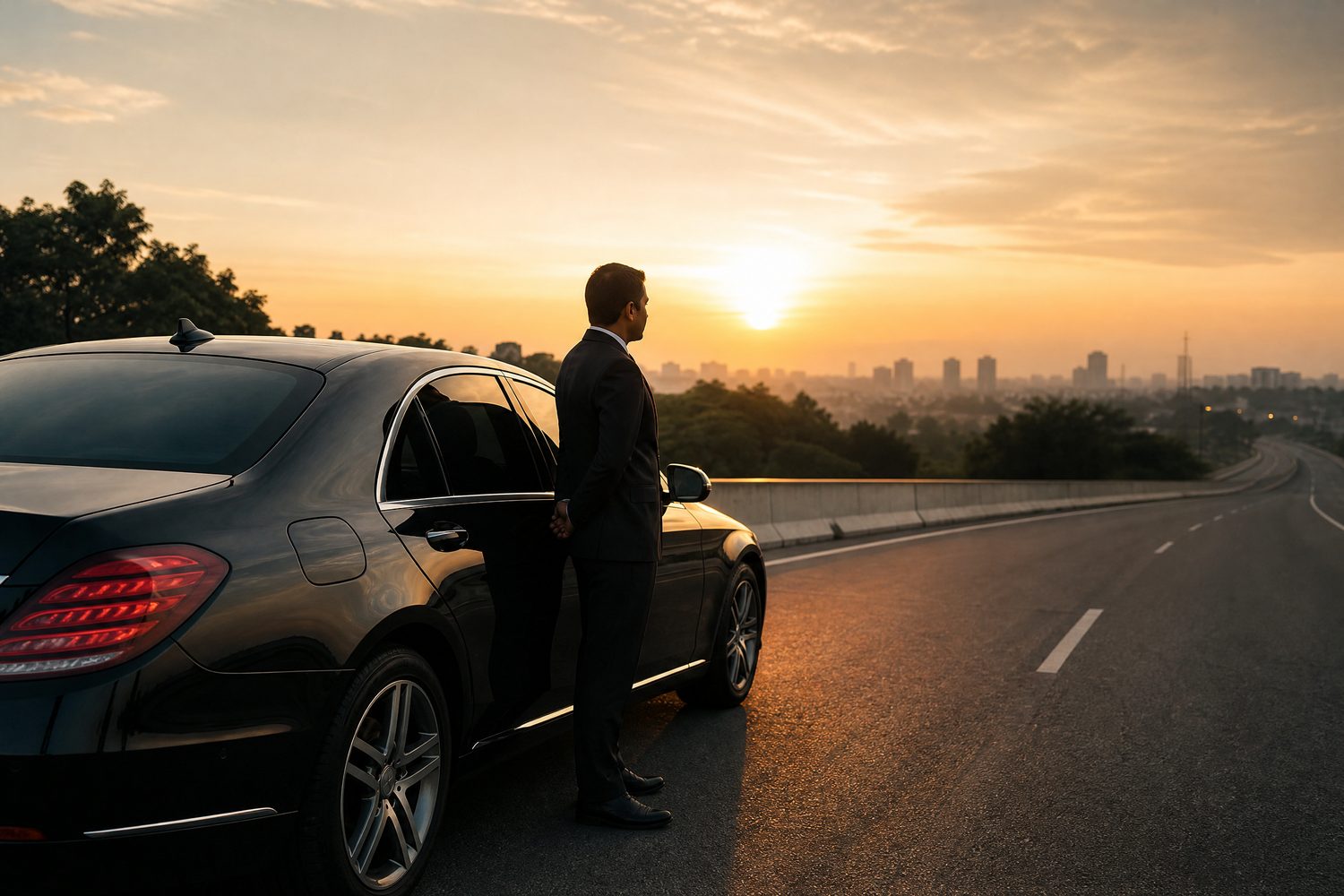 Bangalore Outstation Chauffeur Journey Chauffeur-driven car leaving Bangalore for an outstation journey