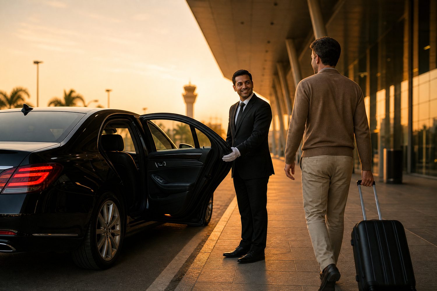 Chennai Airport Chauffeur Arrival Chauffeur-driven car waiting for an airport arrival in Chennai
